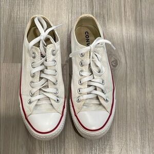Converse White Sneakers with Red Trim